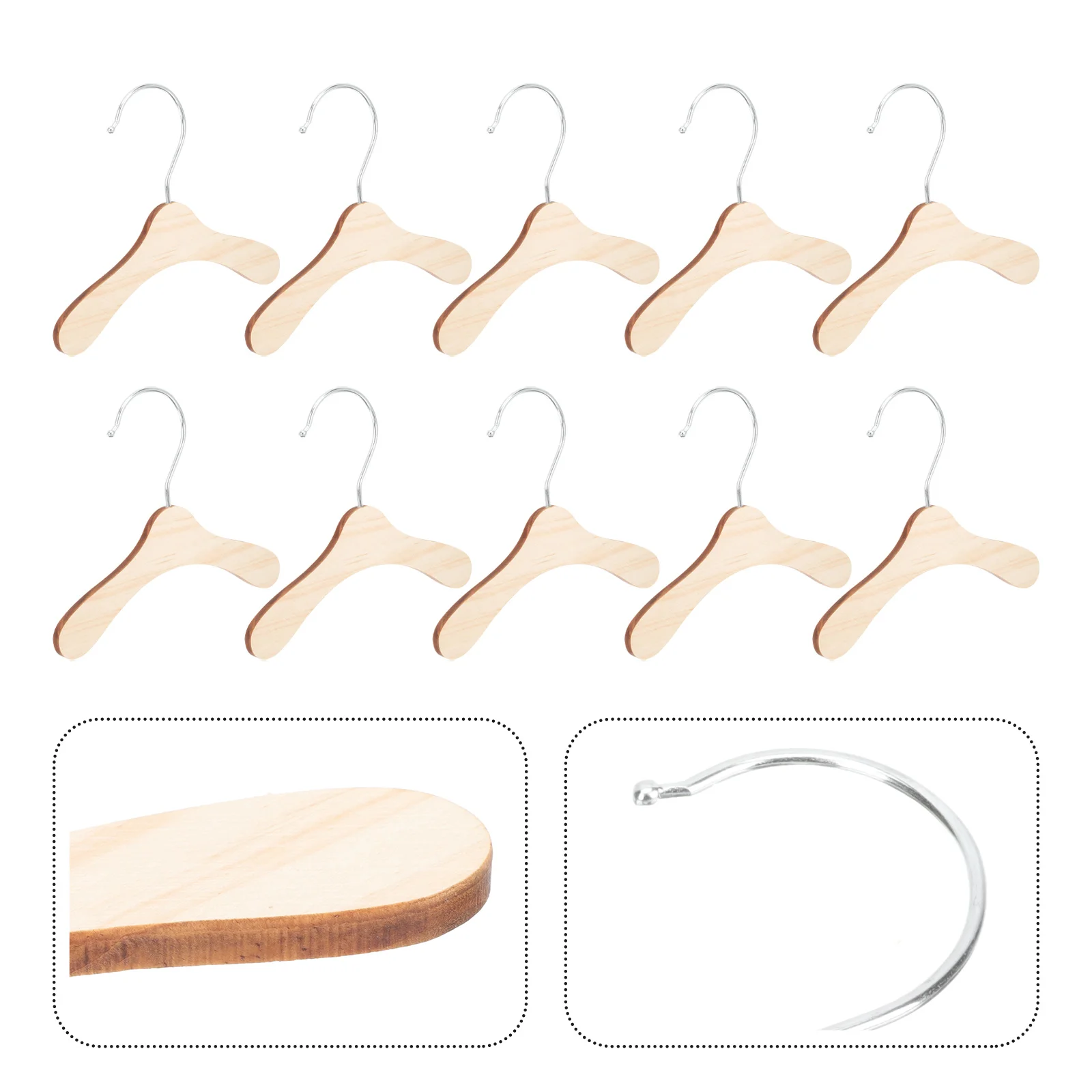 

10Pcs Wooden Dog Hangers Small Pet Hangers Household Dog Clothes Hangers Cat Accessory cat hangers cat accessories