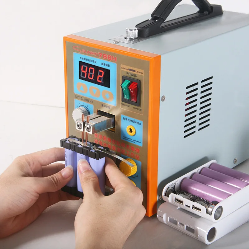 SUNKKO 788H-USB 18650 Lithium Battery Spot Welder Battery Test&Recharge Spot Welding Machine with LED light 110V 220V optional