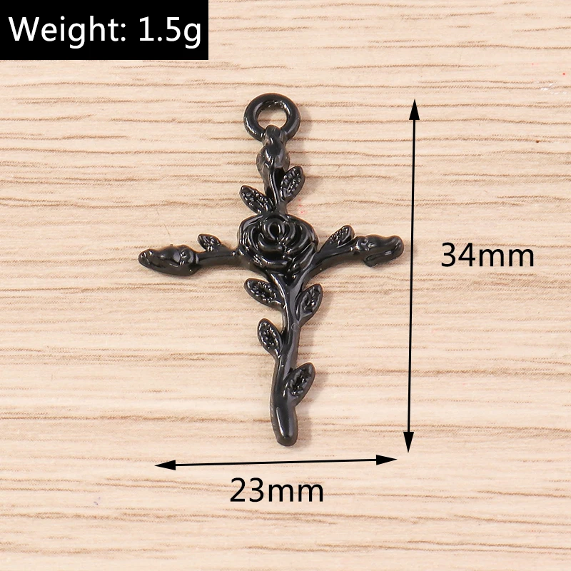 Tusember 10 Stück Steampunk-Anhänger, Hip-Hop-Anhänger mit schwarzem Kreuz, für DIY-Schmuckherstellung, Tropfenohrringe, Armbänder, handgefertigtes Kunsthandwerk – Detail 10