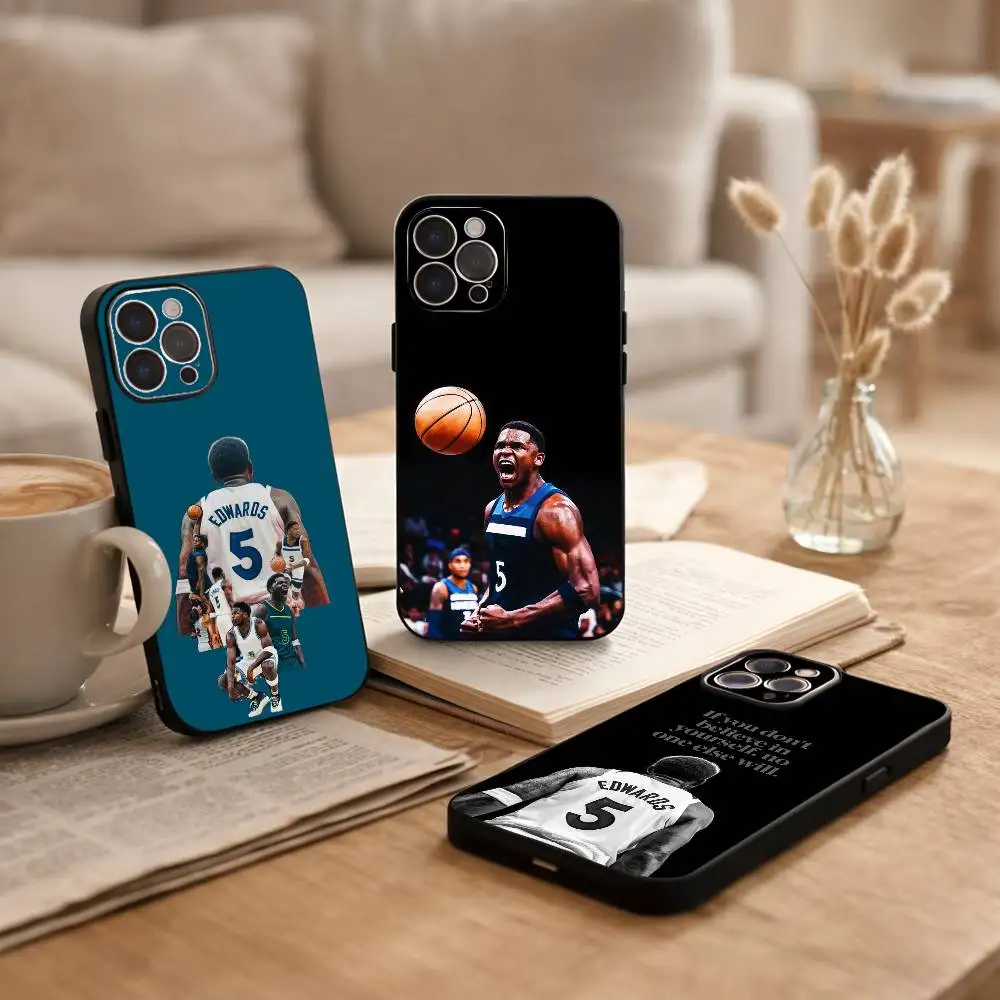 

A-Anthony E-Edwards B-Basketball Phone Case For iPhone17,16,15,14,13,12Plus,Pro Max,XS,5G Soft Silicone Black Cover