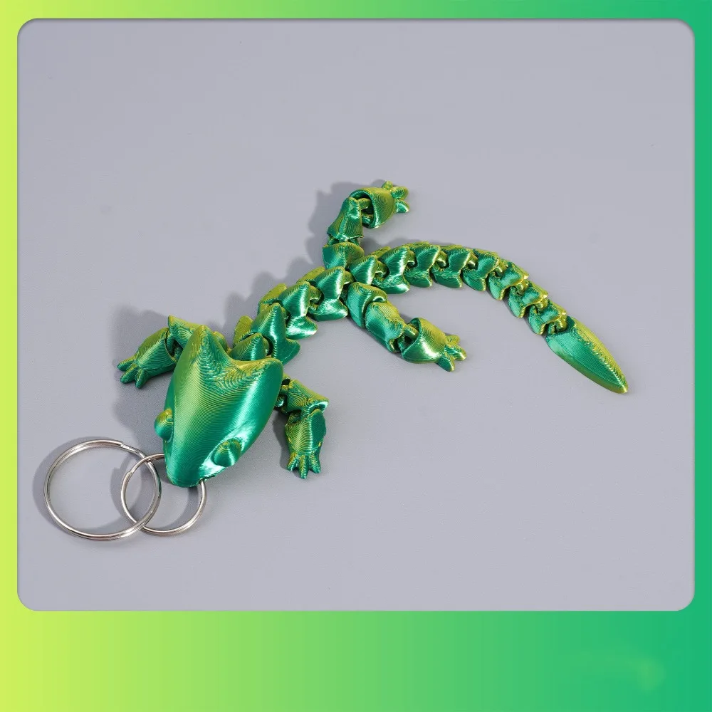 3D Printed Chinese Dragon Keychain Charms Fidget Adjustable Body Joints Pendant Cartoon Mini Articulated Dragon Lizard