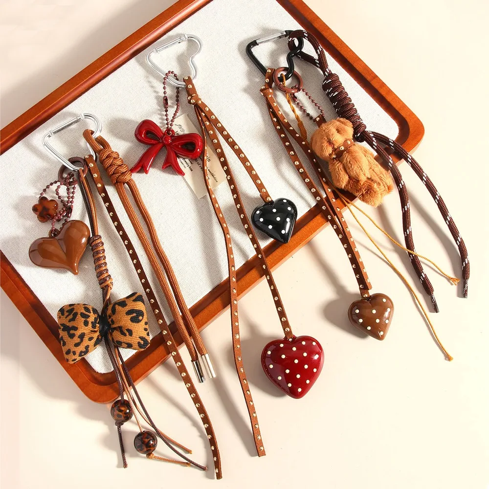 Heart Bag Charm Keychain Multi Charm Heart Clip Long Hanging Purse Accessory for Women Handbags Backpacks Everyday Fashion Gift