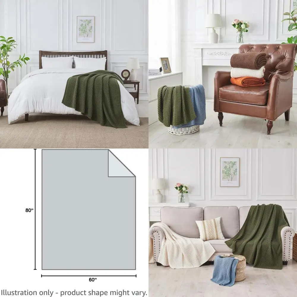 

Уютный оливково-зеленый вязаный плед, рыбацкая ребра, кровать 60x80 или одеяло для гостиной