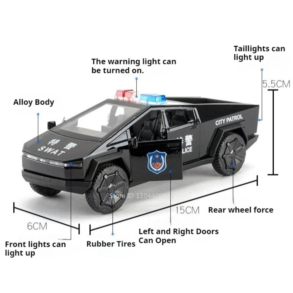 Schaal 1:32 Pickup Model Speelgoedauto Metaal Diecast Openbare Beveiliging Terreinwagen Speelgoed 110 Muziek Lichtmodellen Politieauto's Ornamenten