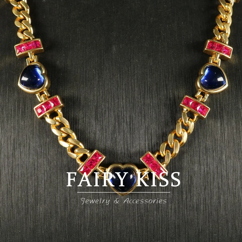 Necklace blue red love design necklace versatile Classical fashion  bijou accessory