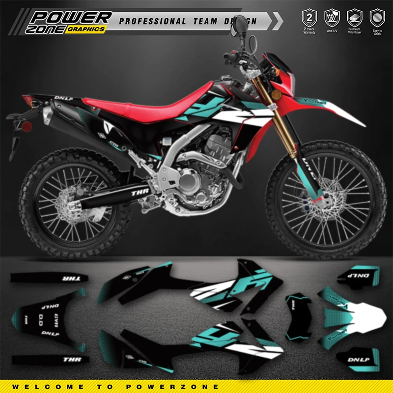 PowerZone Full Graphics Background Decals Stickers Kit For HONDA CRF250L 2020 2019 2018 2017 2016 2015- 2012 Customized 04