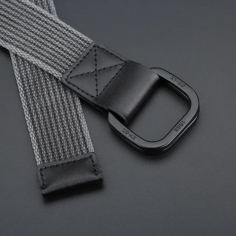 Women Men Canvas Waist Belts Double Rings Buckle Waistband Strap Belts Double Ring Shape Solid Unisex Waist Casual Belt 110-140