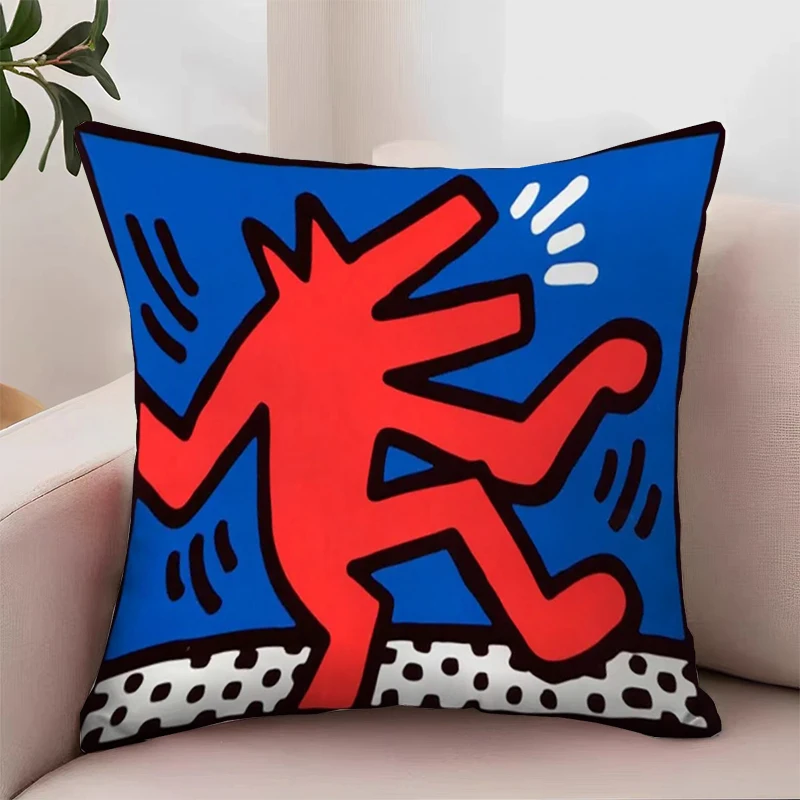 

K-Keith H-Haring Pillow Cases 45x45 Cushion Cover for Pillow Bed Pillowcases Cover for Living Room Cushions Home Decor Covers