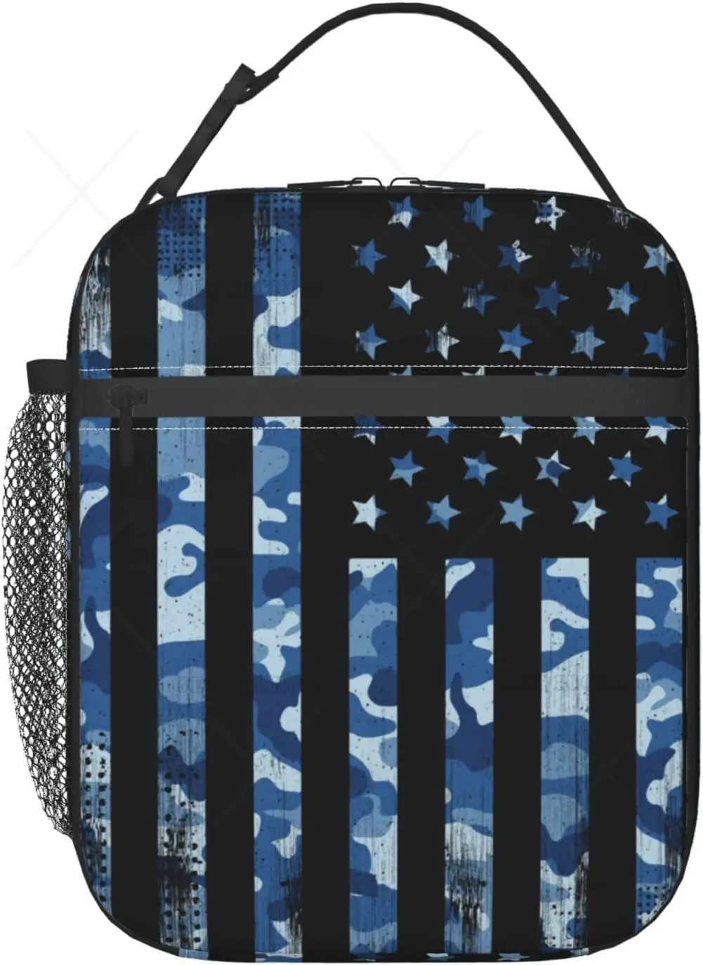 Camuflagem American Flag Lunch Bag para crianças e adultos, lancheira isolada, sacola refrigeradora reutilizável, mulheres e homens