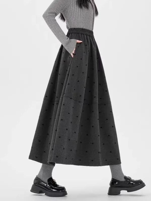 

Женская шерстяная юбка с высокой талией и узловым принтом, свободная юбка-солнце для весны, осени и зимы, длинная, в стиле Lazy Sle