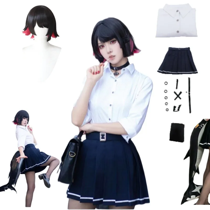 Game Zenless Zone Zero Ellen Joe Cosplay Costume Anime Top Skirt Jk Uniform Wig Tail Suit for Women Halloween Party Outfits
