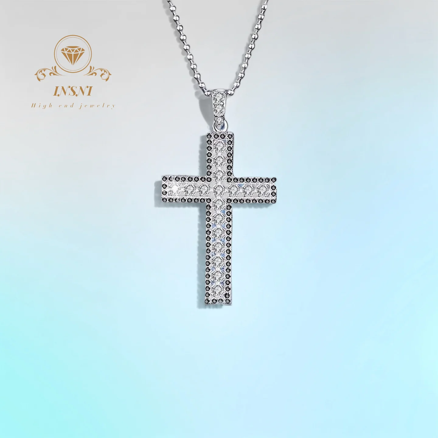 0.51ct S925 الفضة D اللون مويسانيتي الهيب هوب كامل الصليب قلادة قلادة مع العصرية الشارع الشهير نمط هدية مجانية صندوق للمرأة
