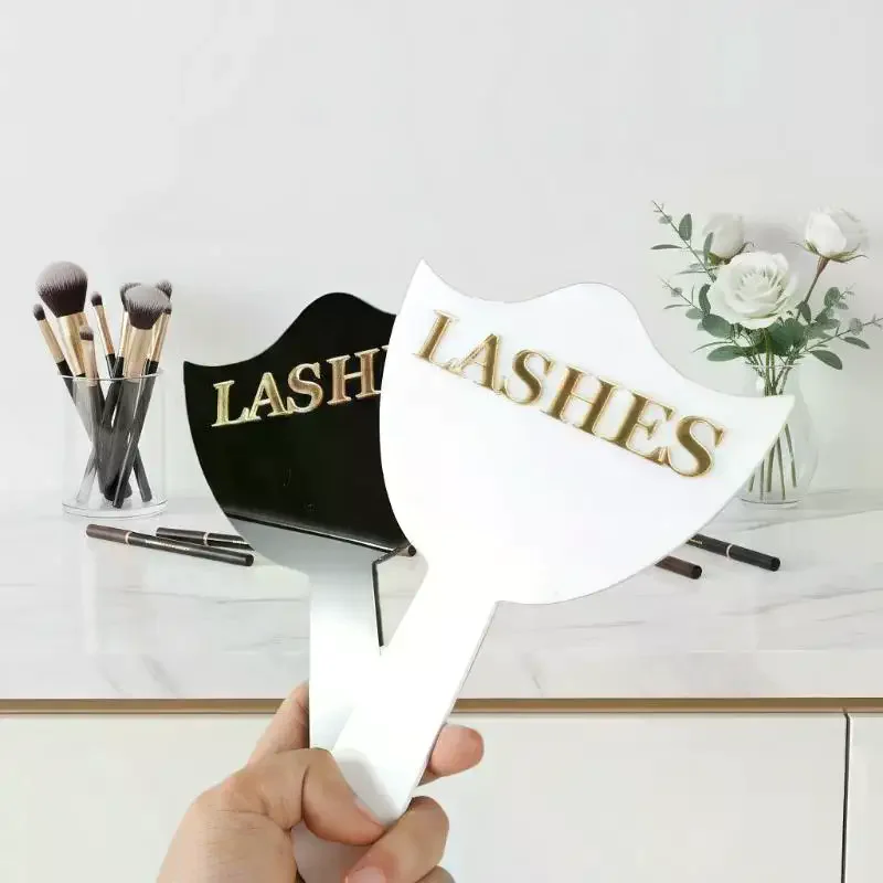 プロのまつげエクステンションミラー、ハンドル付き、精密なまつげエクステとメイクアップサロンの装飾、まつげ技術者用写真小道具