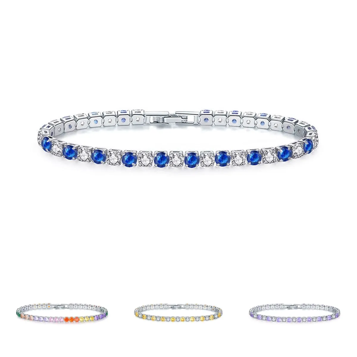 New Style White Gold Color 17cm 19cm Tennis Bracelets for Women Hand Chain Link Birthstone Female Jewelry Free Shipping