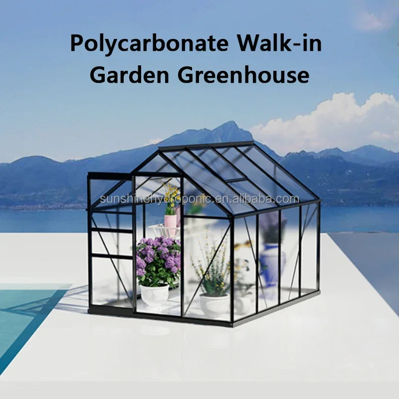 Aluminum Heavy Duty Walk-in Greenhouse Polycarbonate Greenhouse Kit For Outdoors Backyard Plants