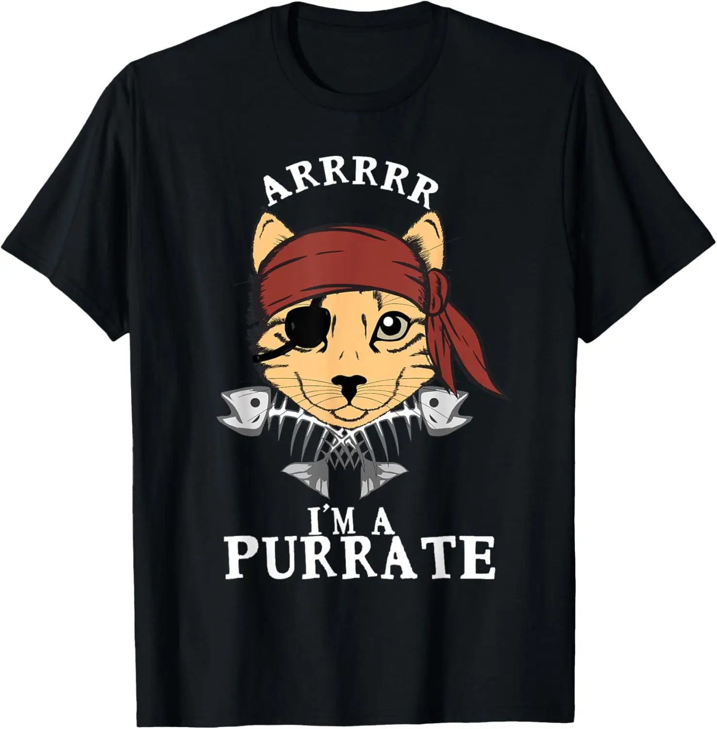 

Рубашка с пиратским котом Arrrr Purrate Kitty Eye Patch Fishbone Подарок