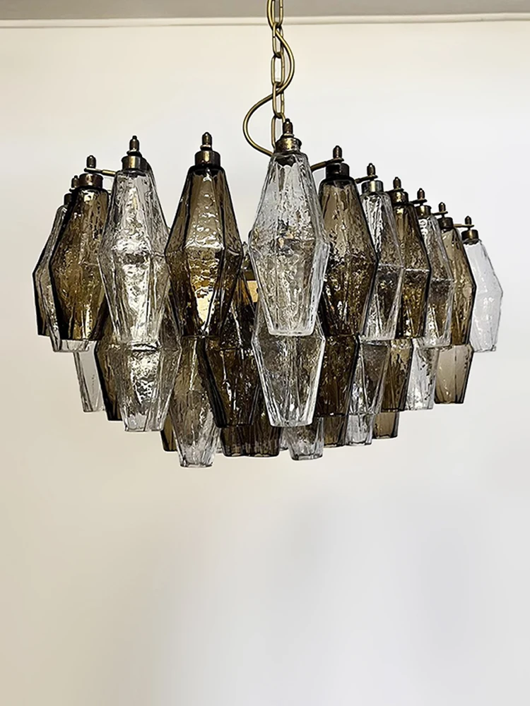 Gray Clear Glass Hanging Lamp for Ceiling Led Home Decor Post-modern Pendant Light Living Room Luxury Art Deco Light Fixture