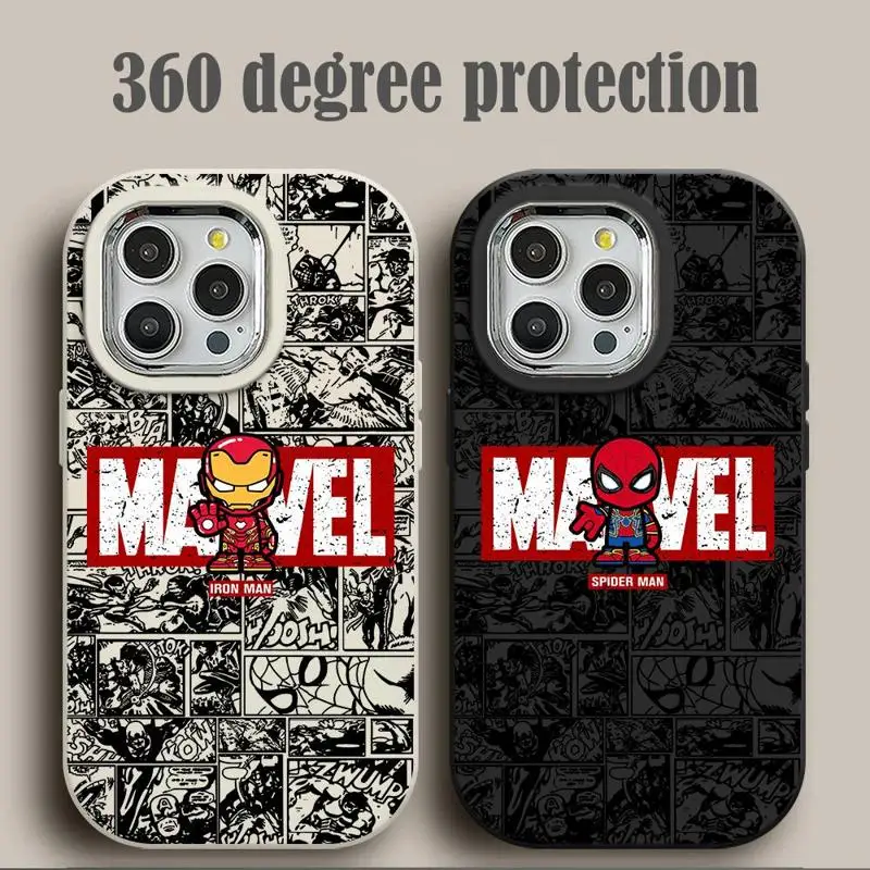 Marvel Logo Spiderman Phone Case for iPhone 15ProMax 14 Pro 12 11 13 Pro 12Pro 14 15Plus Silicone Luxury Cover