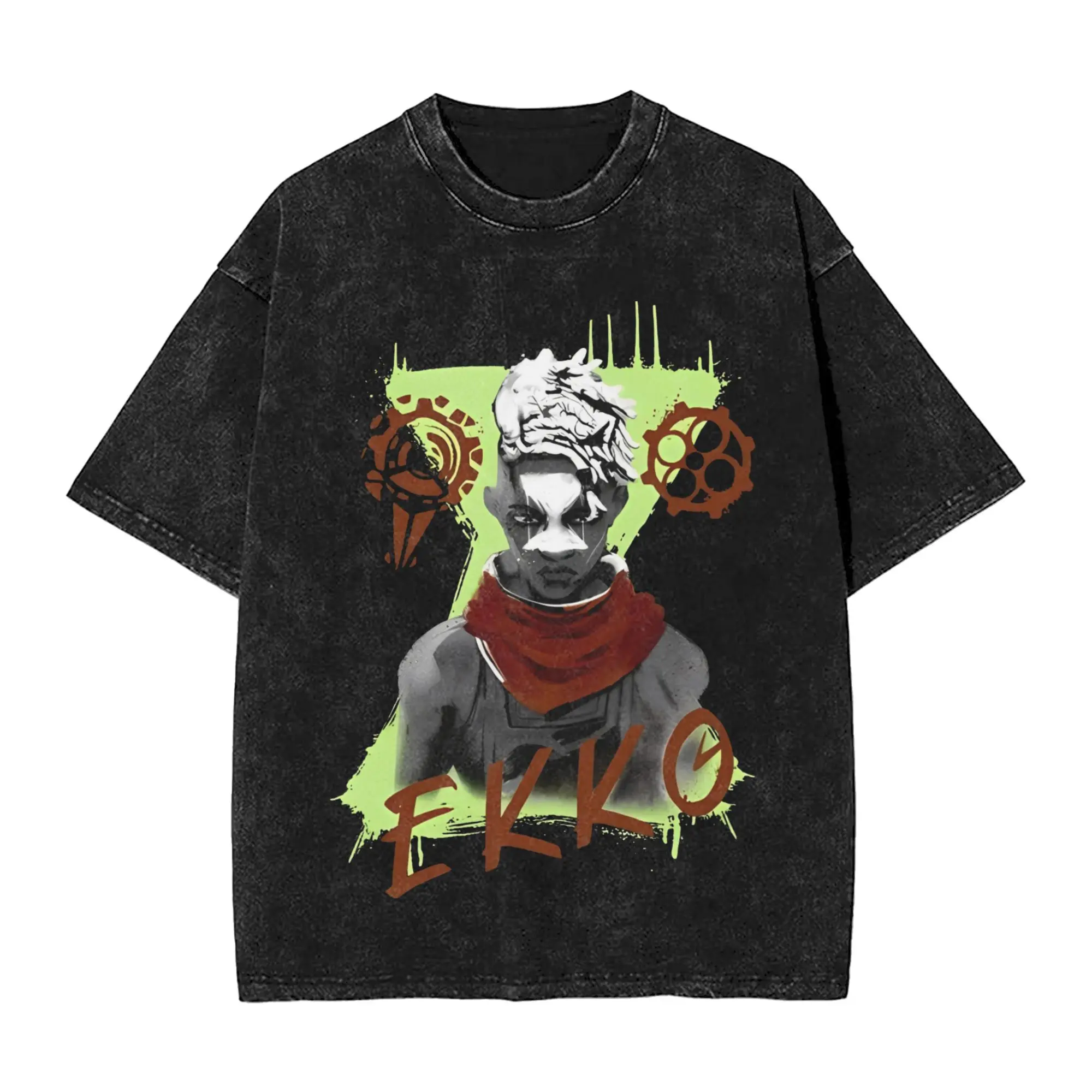 Ekko's Time Warp Trouble Arcane Ekko  Merch Washed T Shirts Men Women Streetwear Hip Hop T-Shirts Printed  Tees Tops Cotton