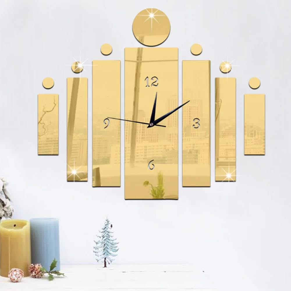 

Mirror Sticker Technology Digital Wall Clock DIY Rectangular 3D Stereo Mute Clock Wall Stickers for Home Decoration