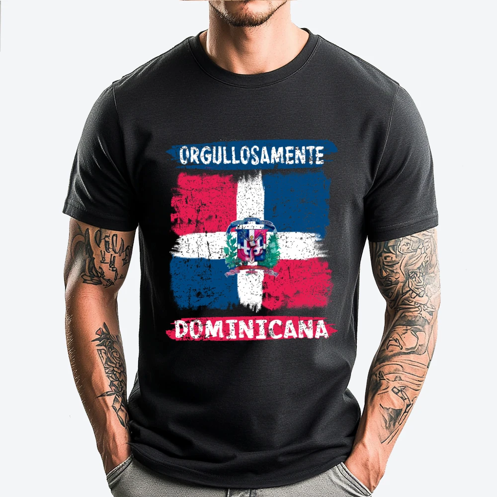 Dominican Republic Flag Painted Orgullosamente Dominicana Graphic T Shirts Men Cotton Student Men Long Sleeve Tee