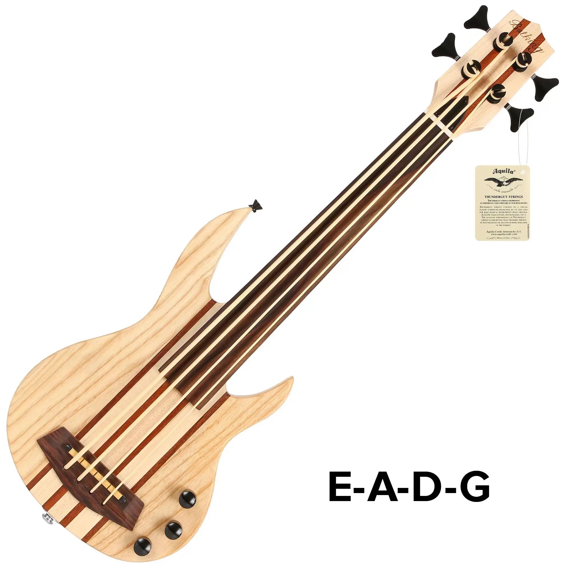 MiNi 4string ukulele electric bass natural color neck-thru style with gigbag