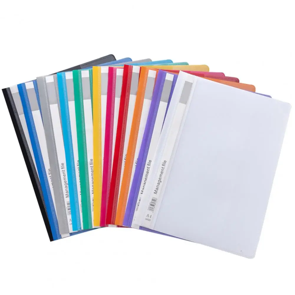 정보 카드 폴더 12pcs A4 파일 폴더(이동식 인덱스 카드 포함) 투명 전면 커버 사무실용 플라스틱 문서