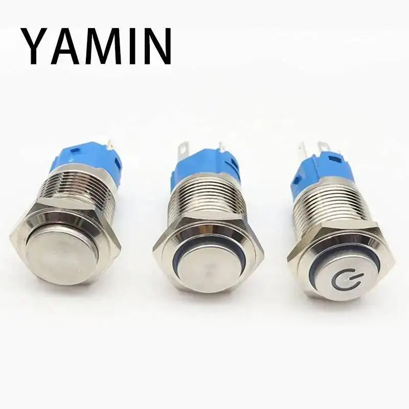 16 Mm Metalen Drukknop Ring Led Lamp 5-380V Momentary/Vergrendeling Waterdichte IP65 Auto Motor auto Deur Schakelaar Kleurrijke