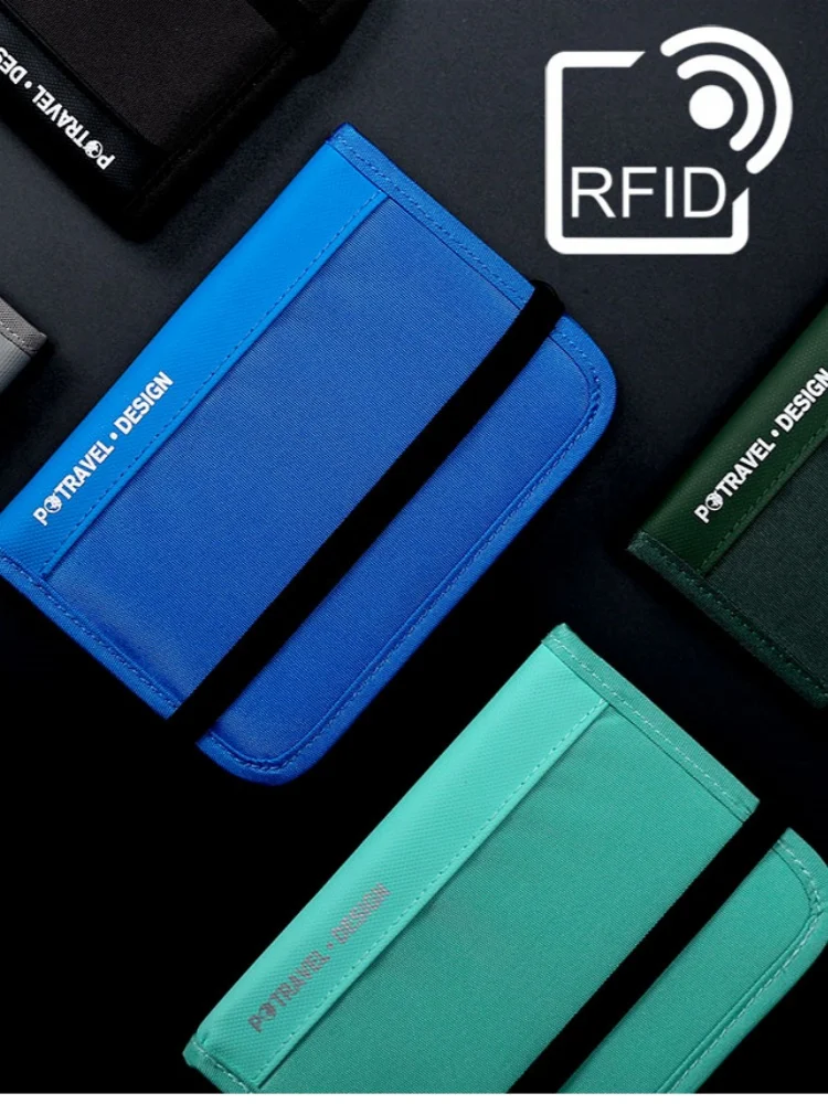 حزام رقبة للسفر، حامل جواز سفر من النايلون المقاوم للماء RFID، حافظة بطاقات للرحلات الدولية، منظم وثائق سهل الحمل