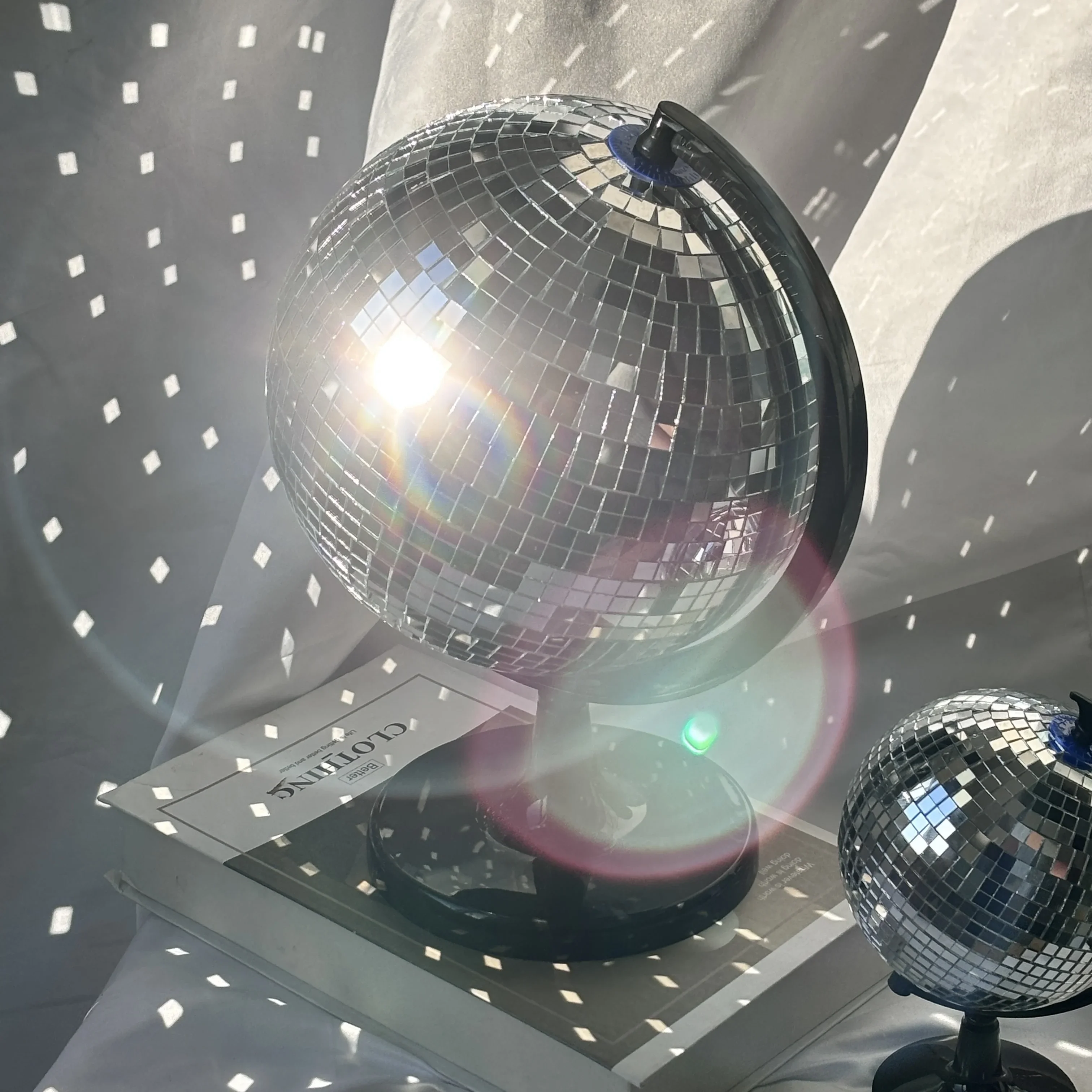 Bola Cristal Giratoria Adorno Discoteca, Espejo Color Reflejo Luz Decoración Año Nuevo Boda Deslumbrante