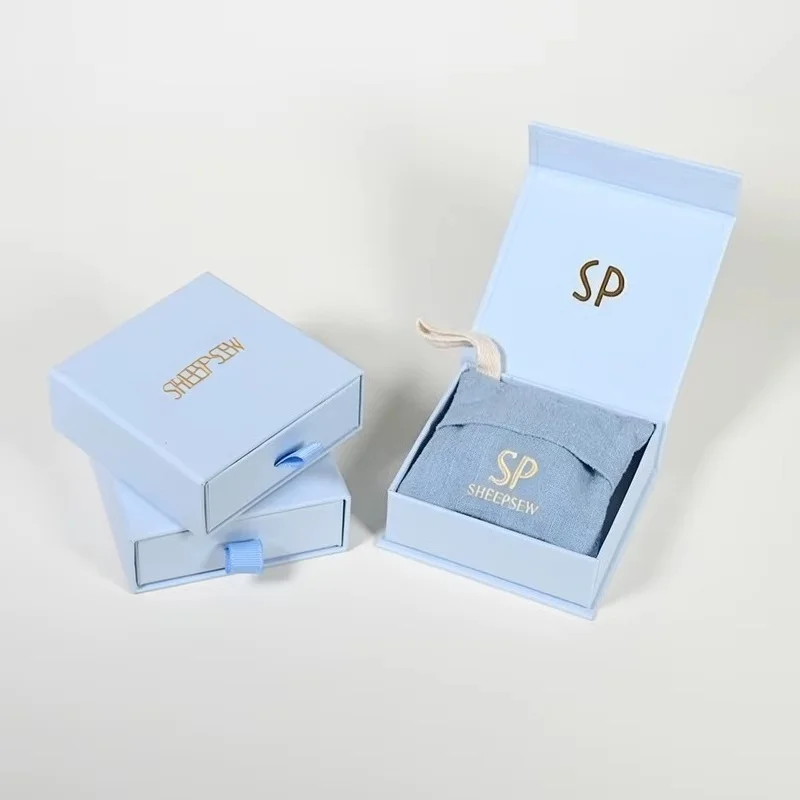 Wholesale Luxury Jewelry Bracelet Magnet Packaging Box Custom Logo Printing Gift Cotton Pouch Rigid Magnetic Lid Box