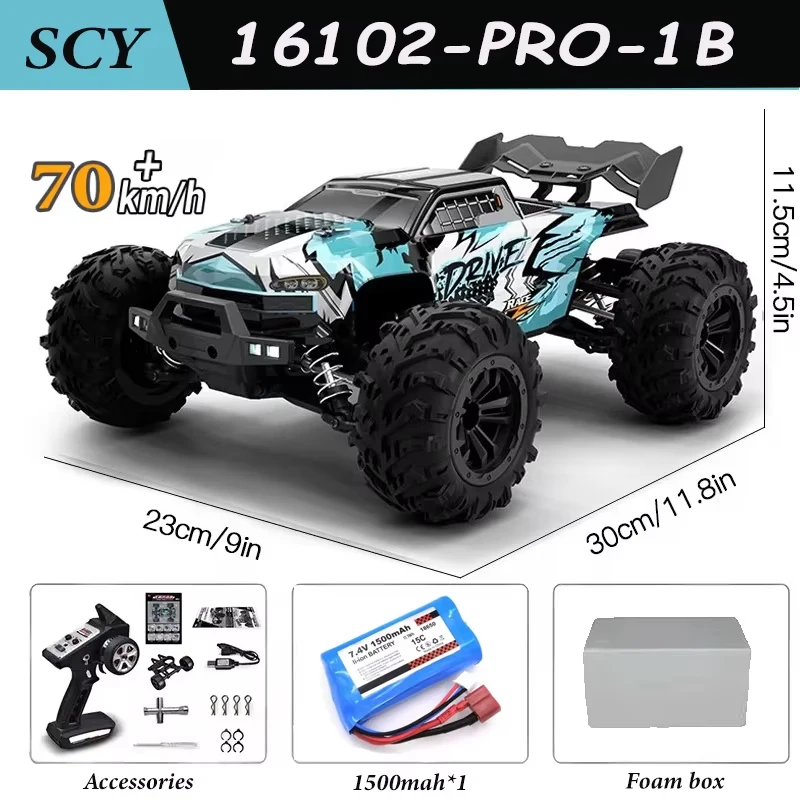 16102 Pro670KM/H4WDRCCarConLEDLight2.4GRemoteControlCarsAlta velocitàDriftMonsterTruck per bambiniRegaloCompreso di lunga durata di buona qualità