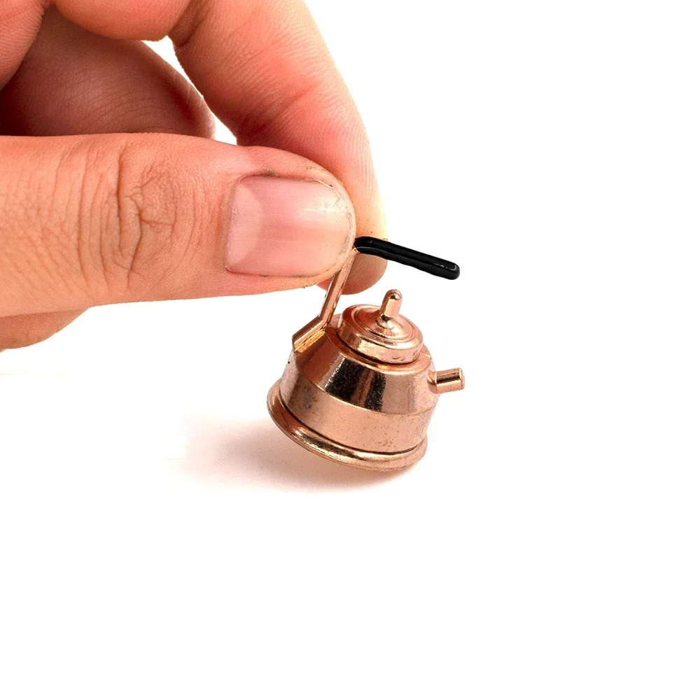 1/12 Doll House Miniature Metal Kettle Simulation Teapot Model Toys For Mini Decoration Dollhouse Accessories