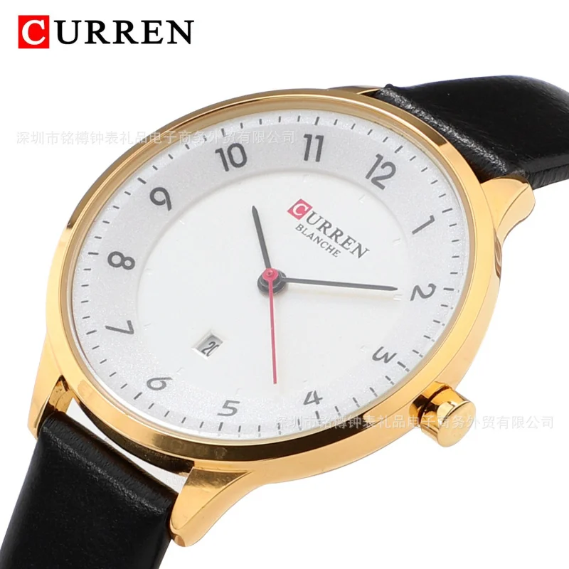 Женские часы Curren 9035, часы с кожаным ремнем, водонепроницаемые кварцевые часы, часы с календарем, повседневные модные женские часы