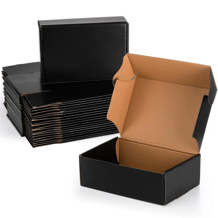

30 Pack CardBoard Boxes, 9 x 6 x 3 Inches Small Shipping Boxes, Black Corrugated Cardboard Box for Mailing Packing Literature Ma