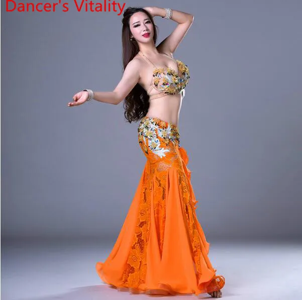 Performance Dancer's Vitality Women Elegant Belly Dance Costumes Girls 2pcs Bra+Skirt Ballroom Dance Suit M,L Lady Style Wear