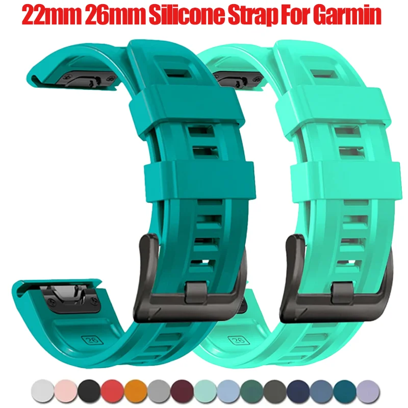 22mm 26mm Silicone Watchband Strap For Garmin Forerunner965 955 945 935 Fenix 8 7 7X 6X 6pro 5XPLUS Quickfit Release Bracelet