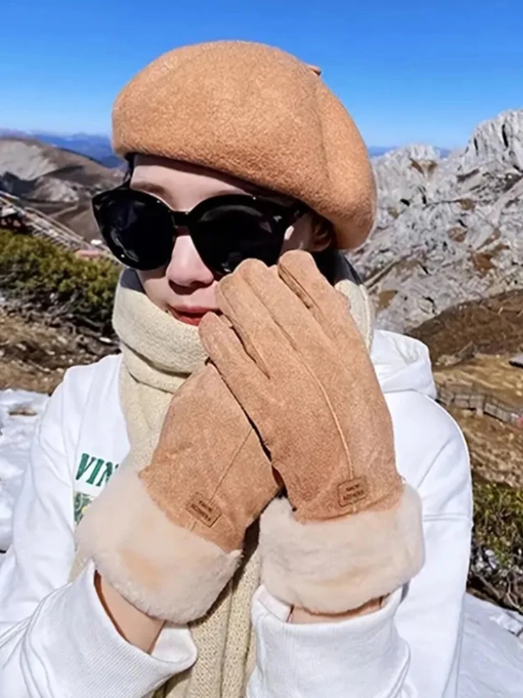 AliExpress NONE Warm winter gloves for women thickened anti cold outdoor cycling autumn and winter gloves fashionable finger gloves