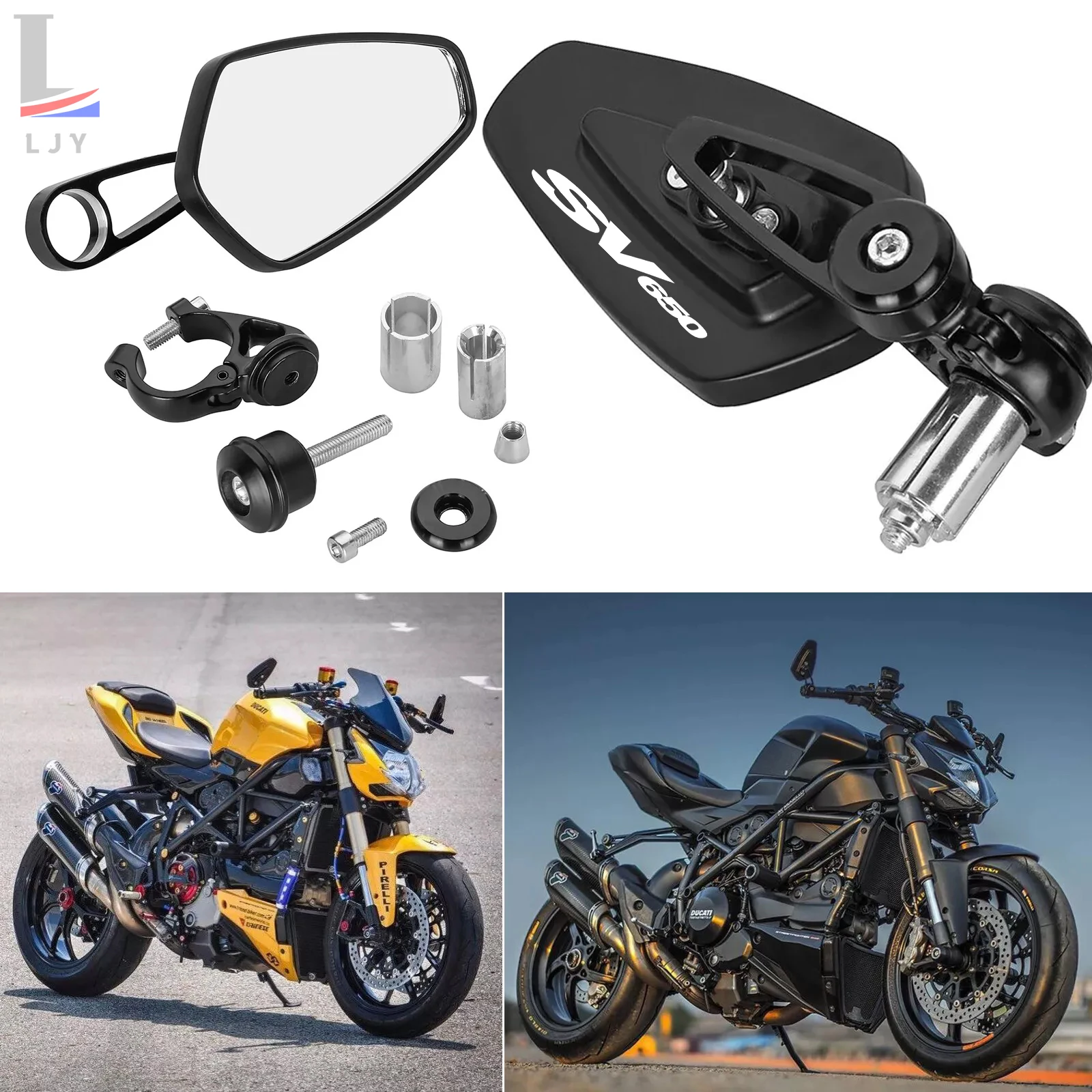 For Suzuki SV650 SV 650 SV650X SV650S motorcycle Accessories Universal Motorcycle Mirrors Rearview 2pcs Handle Bar End Mounting