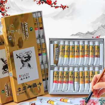 Ensemble de peinture chinoise 12/18/24/36 couleurs, 5ML/12ML, conception de peinture, aquarelle professionnelle, fournitures artistiques pour étudiants