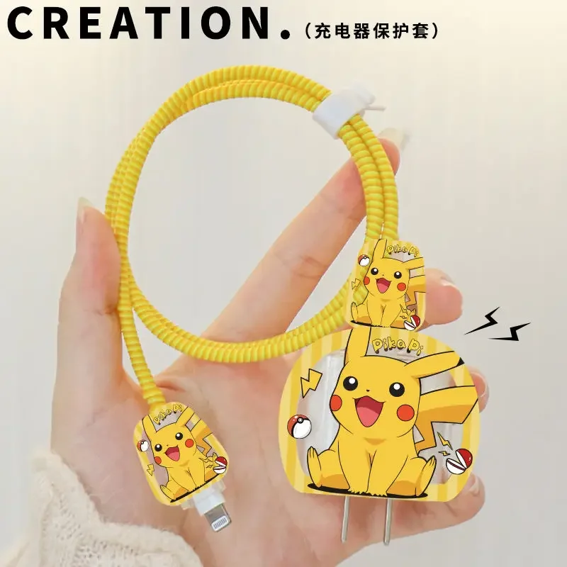 Pikachu 3D Soft Silicone Charger Case for Iphone 16 15 14 13 Pro 18w 20w Charger Head Protective Sleeve Cable Protection Cover