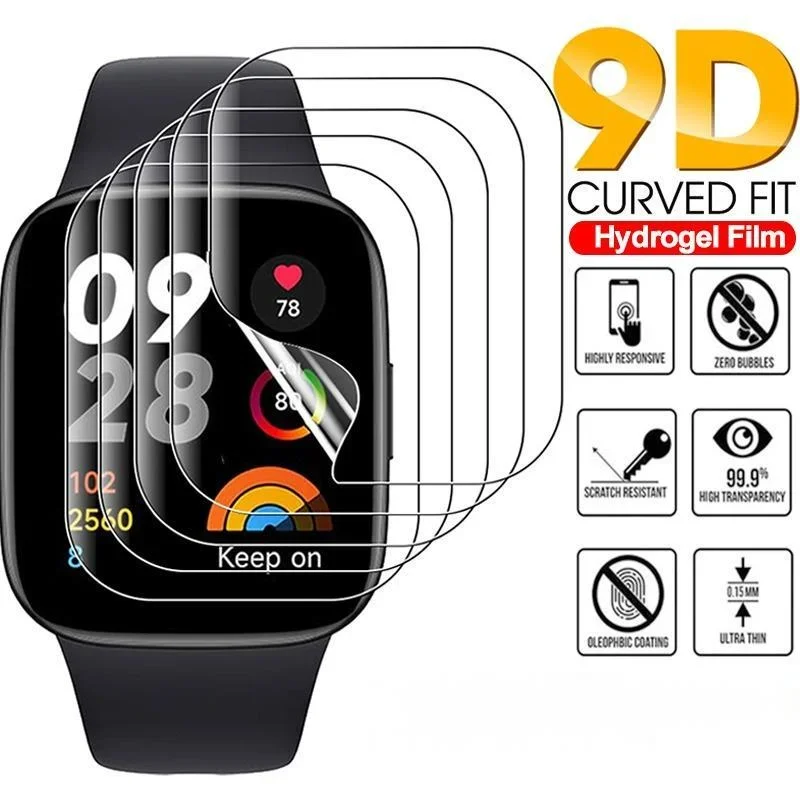 9D Curved TPU Hydrogel Film For Redmi Watch 4 HD Clear Soft Screen Protector For Redmi Watch 4 SmartWatch Not Glass