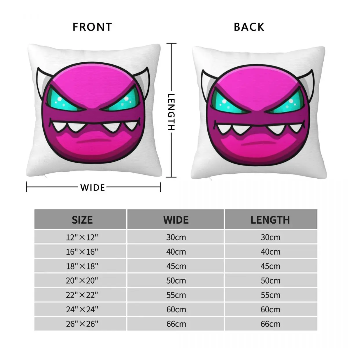 Geometry Dash Medium Demon Pillowcase Polyester Linen Velvet Printed Decorative Throw Pillow Case Home Cushion Cover 45x45