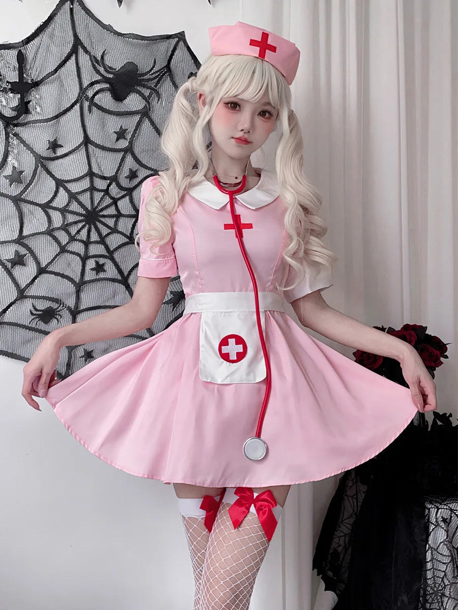 

Halloween Adult Costume Female Nurse Costume Pink Japan Pure Cosplay Sexy Doctor Nurse Skirt