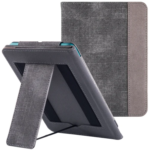 Funda con soporte para Kindle Paperwhite de 7 pulgadas, lector electrónico 2024 de 12. a generación, funda de cuero PU con correa de mano, apagado/encendido automático