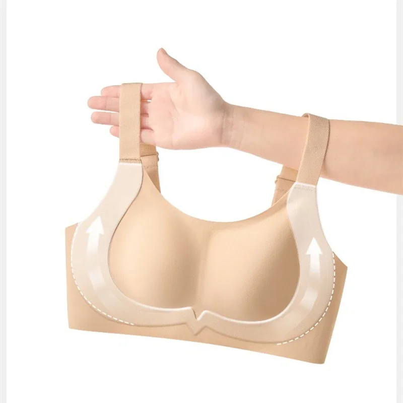 คุณภาพสูง Traceless ชุดชั้นในสตรียกและยกไม่มีแหวนเหล็ก Anti-sagging สบายและขนาดเล็กผู้หญิง Bra