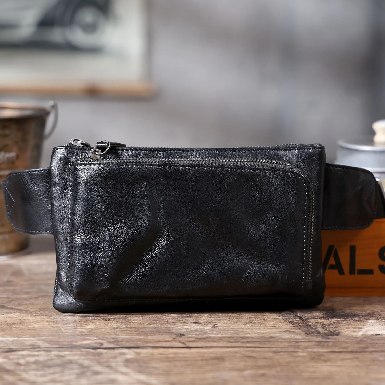 Echte Leder-Umhängetasche für Herren, Crossbody-Brusttasche im Schlichten, Modischen Stil aus Rindsleder, Hochwertige Leder-Freizeittasche – Detail 8