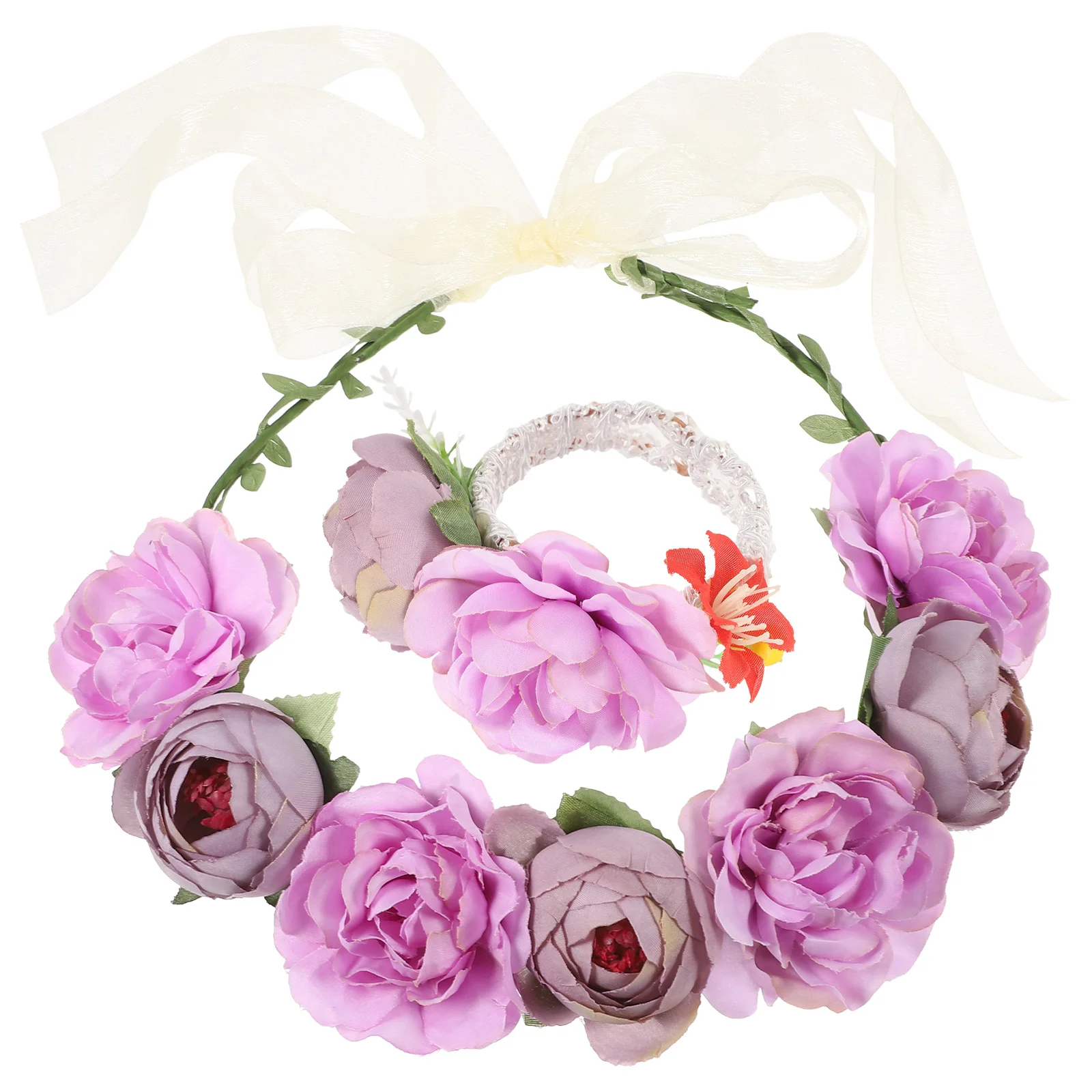 

Wreath Headband Corsage Flower Crown Kit Purple Set Floral Headpiece Women Girls Wedding Bridesmaid Accessories HairDecoration