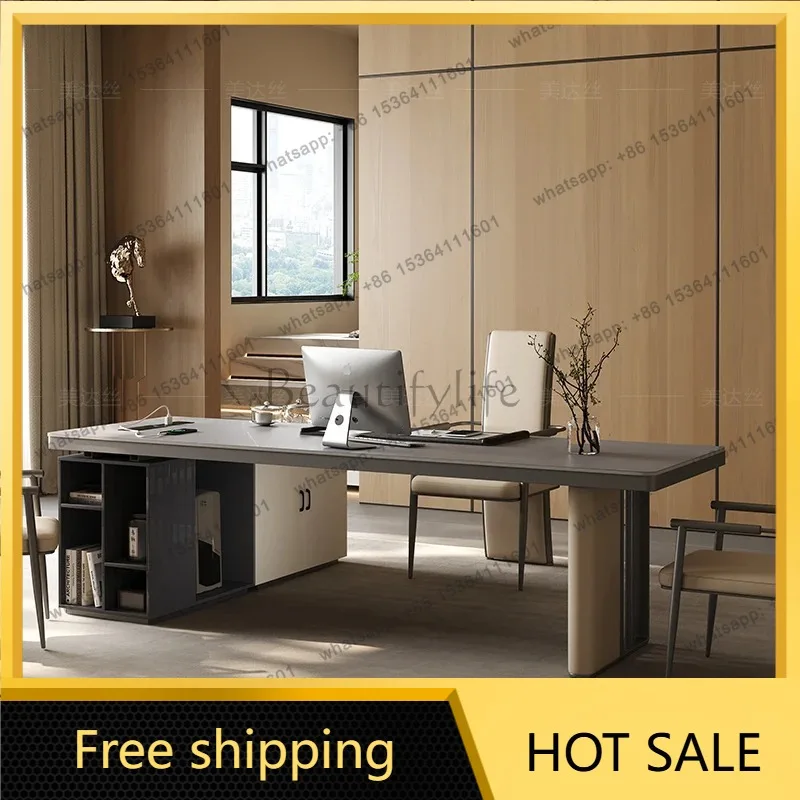 Upgrade Designer Wood Office Desk Aesthetic Luxury Writing Wooden Office Table Executive Modern Mesa