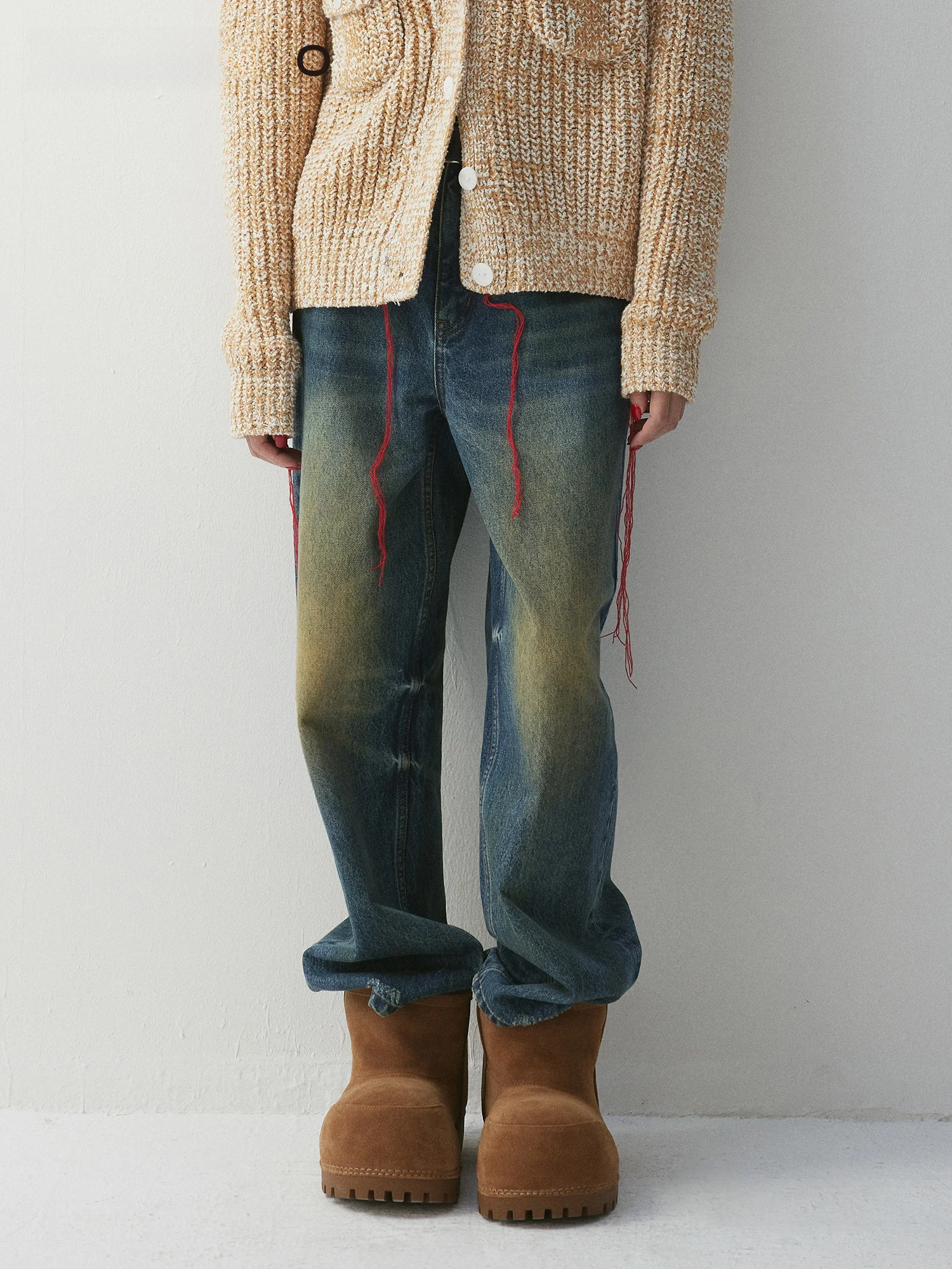 

VERMO Vintage Washed Distressed Blue Loose Wide Leg Casual Ankle Denim Jeans Low Waist Long Pants Four Seasons Universal